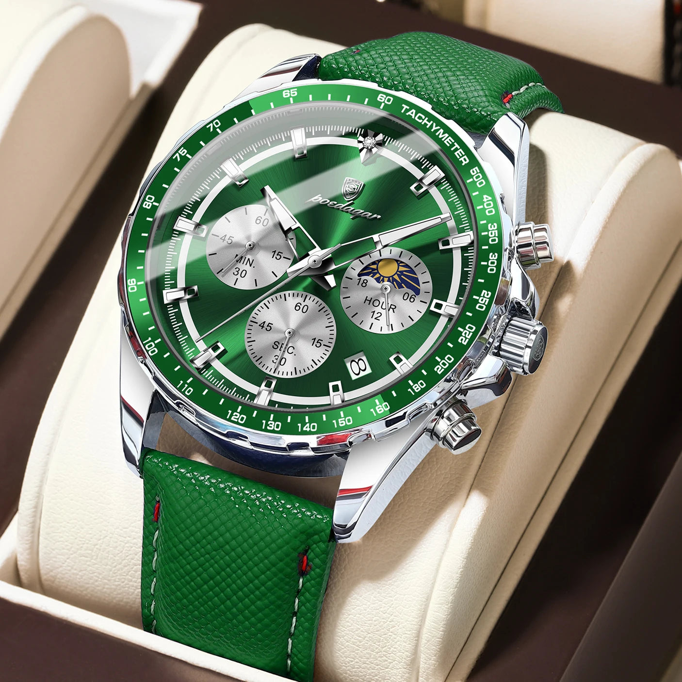 Original Luxury Men Clock Fashion Luminous Waterproof Chronograph Date Watch for Man Leather Quartz Men'S Watches Reloj
