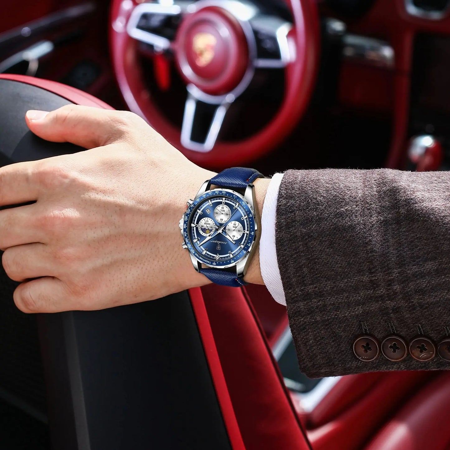 Original Luxury Men Clock Fashion Luminous Waterproof Chronograph Date Watch for Man Leather Quartz Men'S Watches Reloj