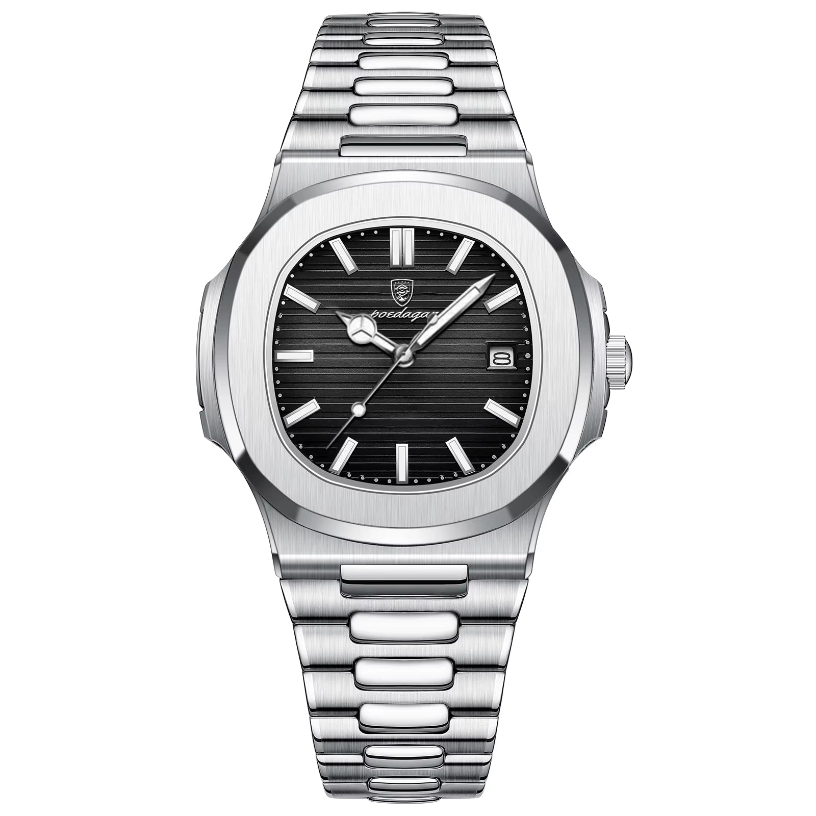 Square Luxury Men Wristwatch Waterproof Luminous Date Stainless Steel Male Clock Business Sports Quartz Watches for Men