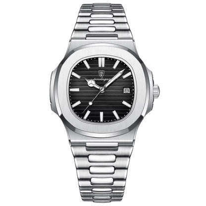Square Luxury Men Wristwatch Waterproof Luminous Date Stainless Steel Male Clock Business Sports Quartz Watches for Men