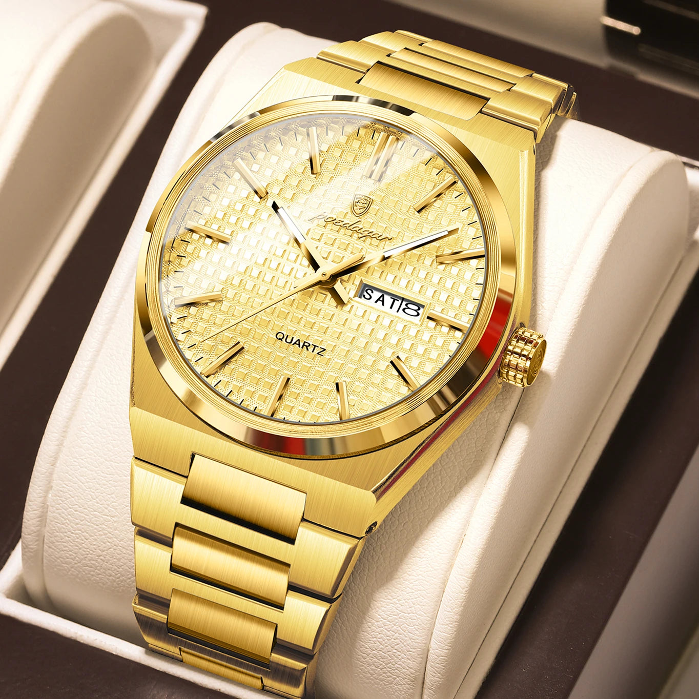 Luxury Men Watch Date Week Waterproof Luminous Stainless Steel Watch for Man Casual Quartz Men'S Watches Male Sport+Box
