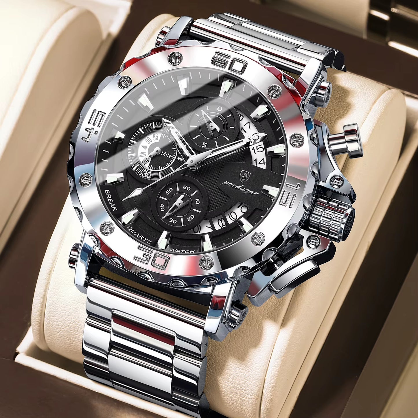 Luxury Watch for Men Calendar Luminous Waterproof Man Clock Male Chronograph Stainless Steel Men'S Quartz Watches Reloj
