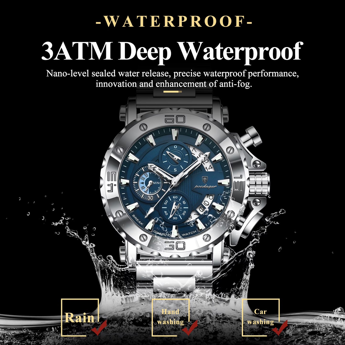 Luxury Watch for Men Calendar Luminous Waterproof Man Clock Male Chronograph Stainless Steel Men'S Quartz Watches Reloj