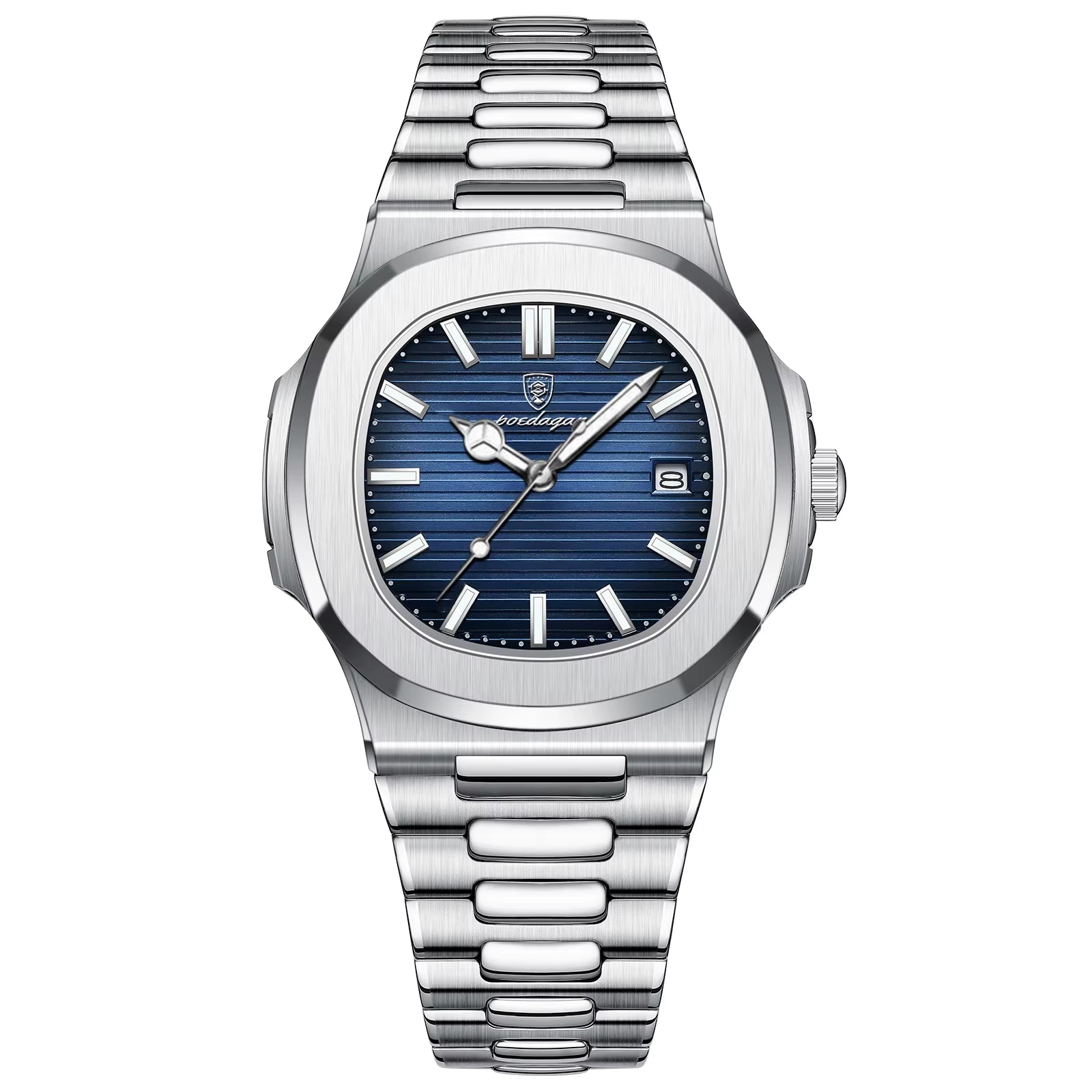 Square Luxury Men Wristwatch Waterproof Luminous Date Stainless Steel Male Clock Business Sports Quartz Watches for Men