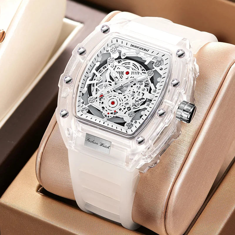UTHAI BK134 Fashionable Men Watch Barrel Shaped Transparent Waterproof Quartz Watch Sports Clock Gift Watches for Man