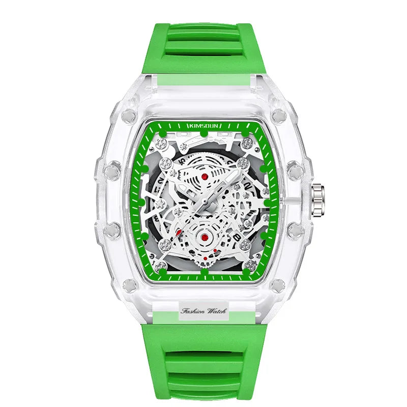 UTHAI BK134 Fashionable Men Watch Barrel Shaped Transparent Waterproof Quartz Watch Sports Clock Gift Watches for Man