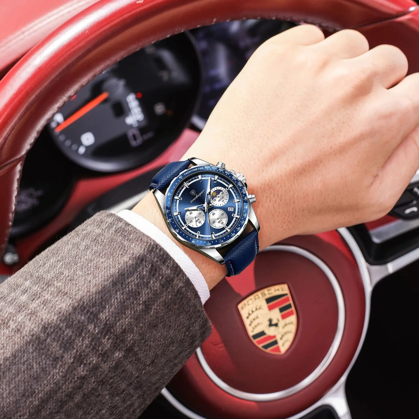 Original Luxury Men Clock Fashion Luminous Waterproof Chronograph Date Watch for Man Leather Quartz Men'S Watches Reloj