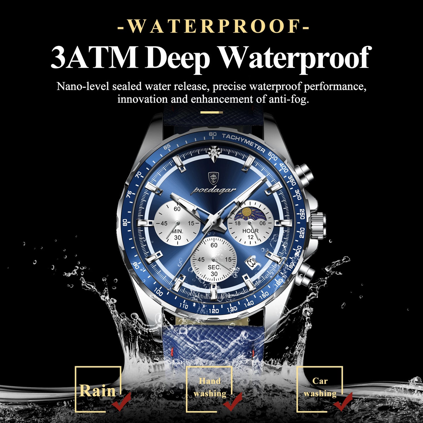 Original Luxury Men Clock Fashion Luminous Waterproof Chronograph Date Watch for Man Leather Quartz Men'S Watches Reloj