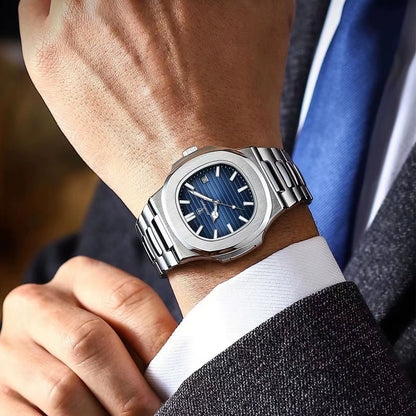 Square Luxury Men Wristwatch Waterproof Luminous Date Stainless Steel Male Clock Business Sports Quartz Watches for Men