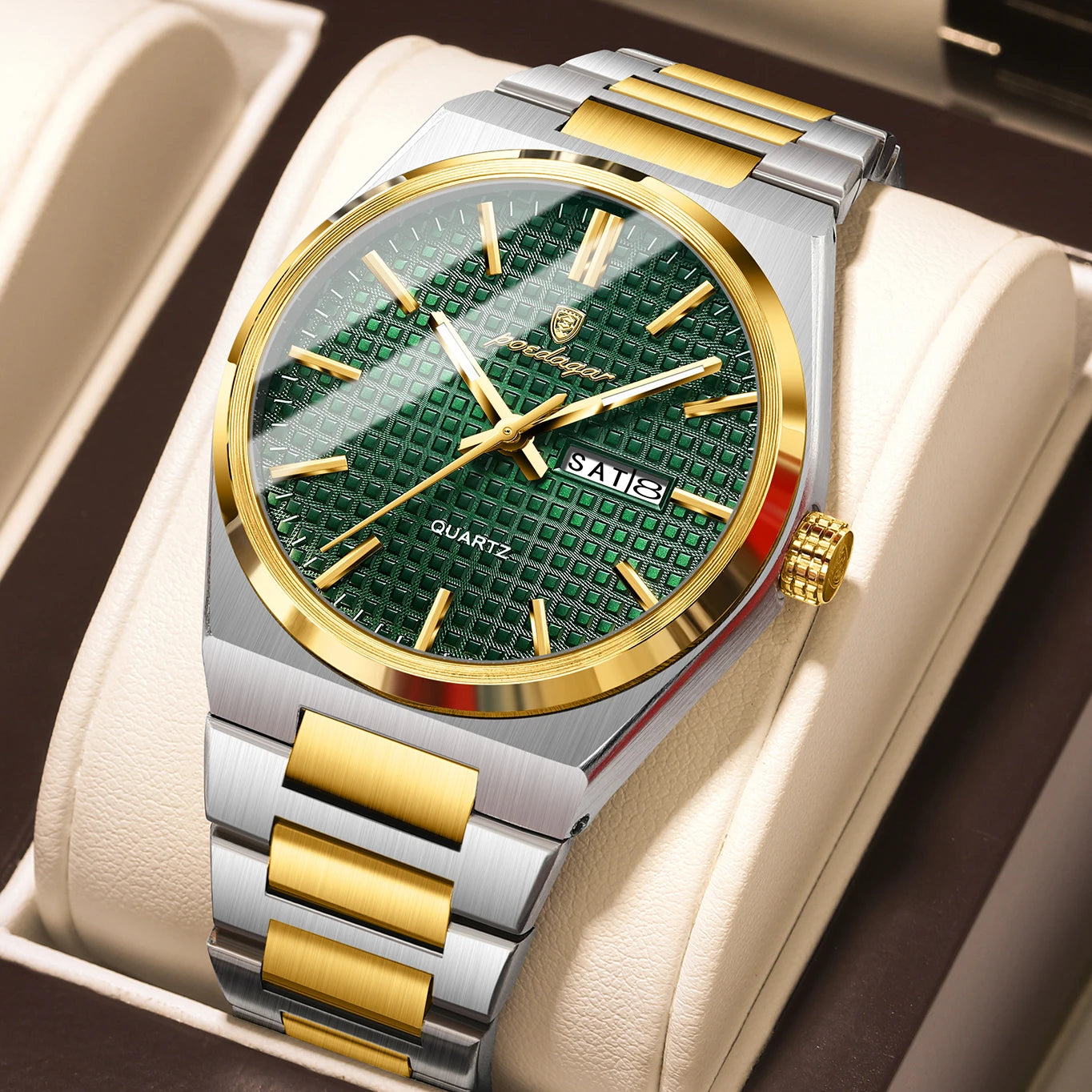 Luxury Men Watch Date Week Waterproof Luminous Stainless Steel Watch for Man Casual Quartz Men'S Watches Male Sport+Box