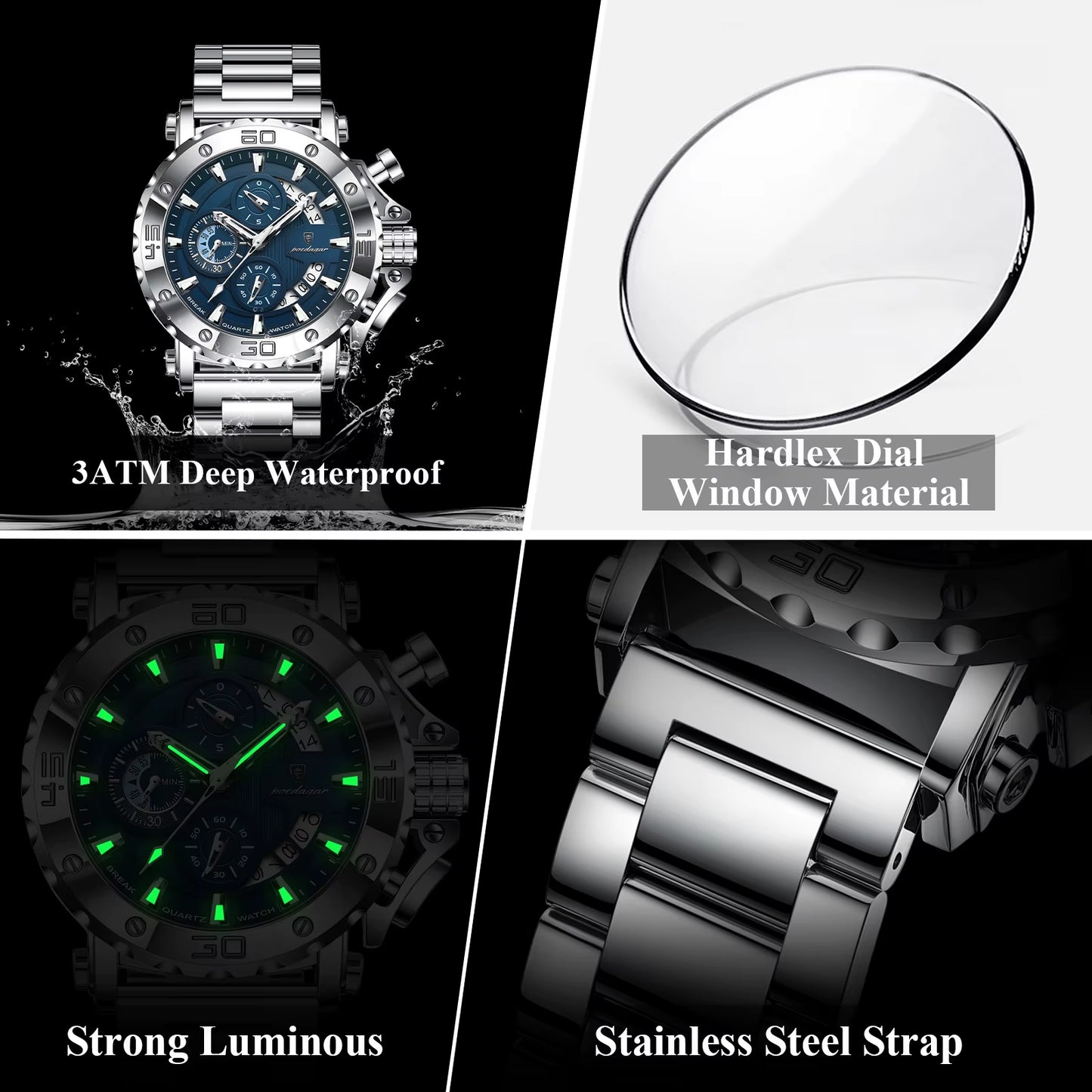 Luxury Watch for Men Calendar Luminous Waterproof Man Clock Male Chronograph Stainless Steel Men'S Quartz Watches Reloj