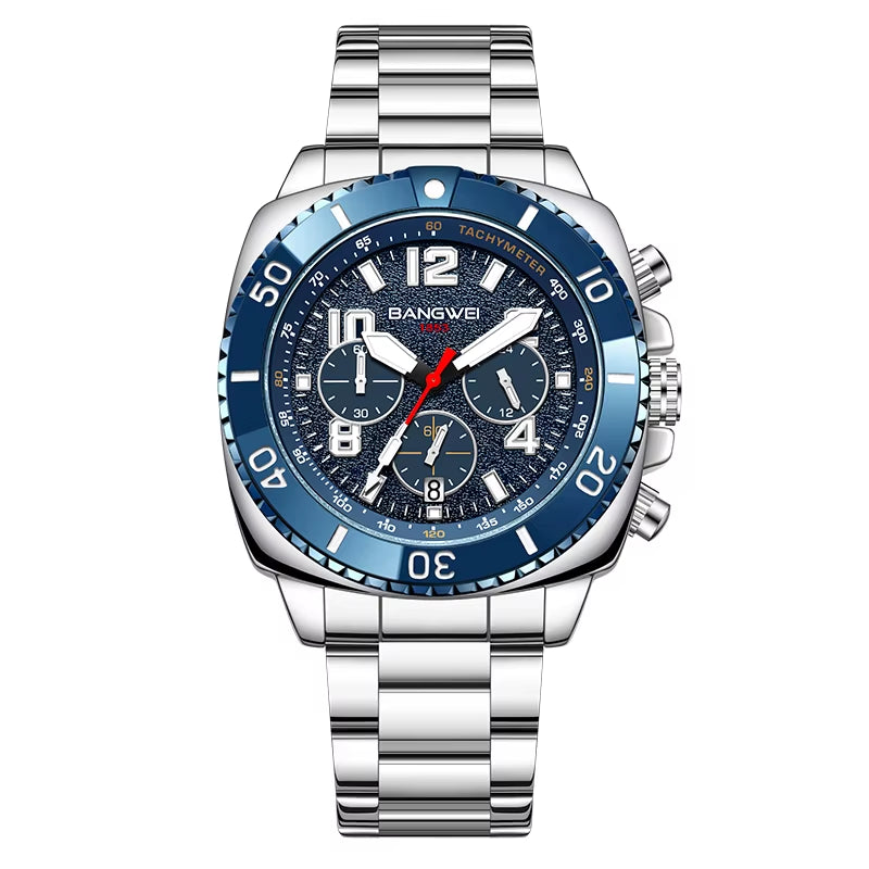BANGWEI 2025 Luxury Watches Men Fashion Sports Quartz Wristwatches 30M Waterproof Luminous Chronograph Mens Watch Reloj Hombre