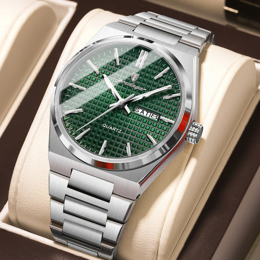 Luxury Men Watch Date Week Waterproof Luminous Stainless Steel Watch for Man Casual Quartz Men'S Watches Male Sport+Box