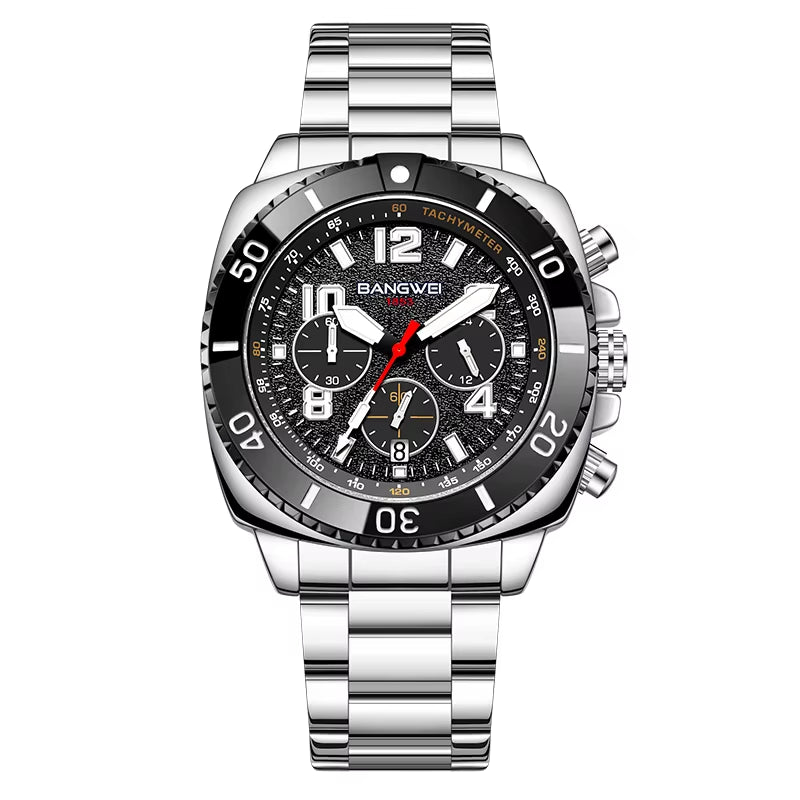 BANGWEI 2025 Luxury Watches Men Fashion Sports Quartz Wristwatches 30M Waterproof Luminous Chronograph Mens Watch Reloj Hombre