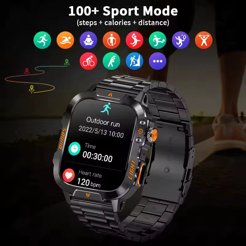 Xiaomi Military Smart Watch Men Waterproof Outdoor Sports Tracker LED Flashlight Bluetooth Call Men Smartwatch for Android Ios