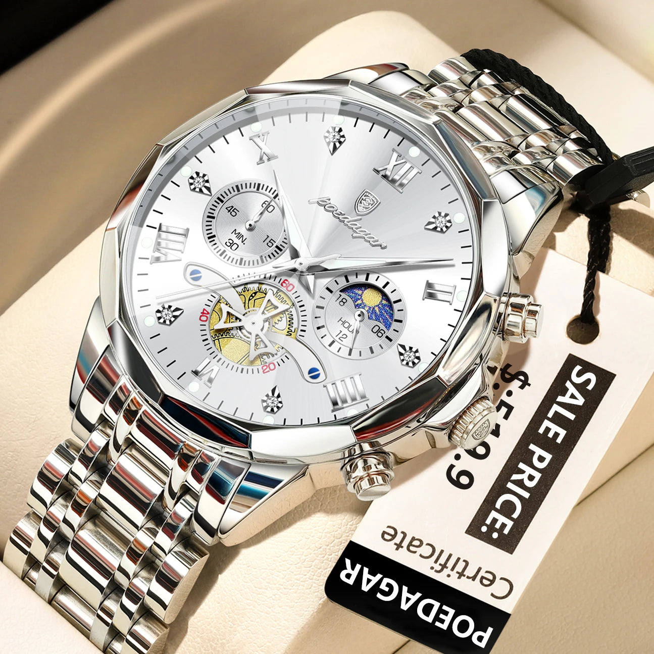 Luxury Men Watch Top Original Waterproof Luminous Chronograph Man Wristwatch Stainless Steel Quartz Men'S Watches Reloj