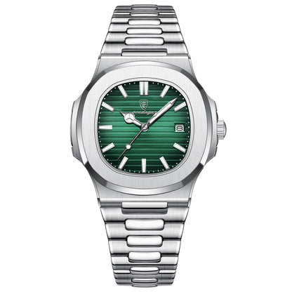 Square Luxury Men Wristwatch Waterproof Luminous Date Stainless Steel Male Clock Business Sports Quartz Watches for Men
