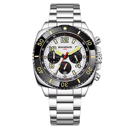 BANGWEI 2025 Luxury Watches Men Fashion Sports Quartz Wristwatches 30M Waterproof Luminous Chronograph Mens Watch Reloj Hombre