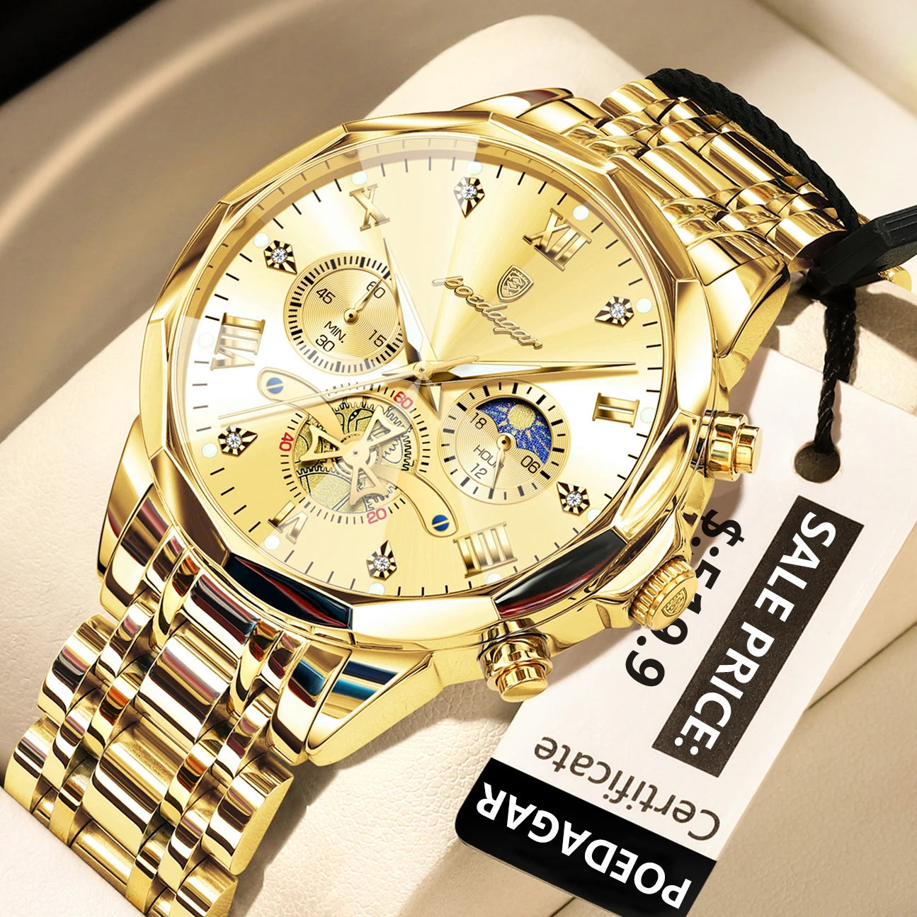 Luxury Men Watch Top Original Waterproof Luminous Chronograph Man Wristwatch Stainless Steel Quartz Men'S Watches Reloj