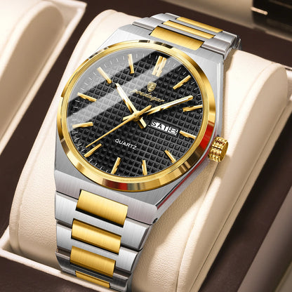 Luxury Men Watch Date Week Waterproof Luminous Stainless Steel Watch for Man Casual Quartz Men'S Watches Male Sport+Box